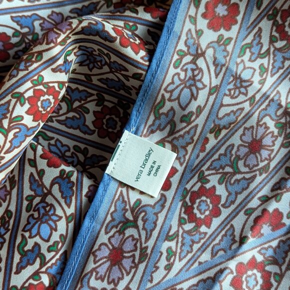 Vera Bradley Floral Silk Scarf — Blue / Red / Cream Print - Picture 1 of 6